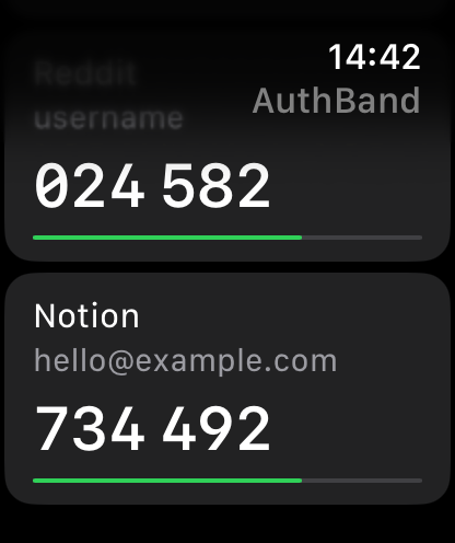 Account list scrolled down, Reddit and Notion visible